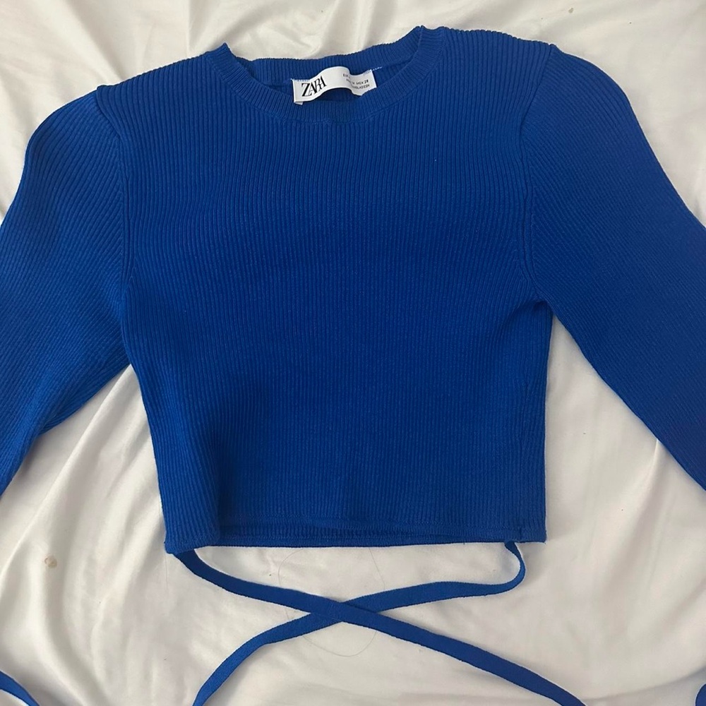 Zara royal blue criss cross tie long sleeve (fits like XS)